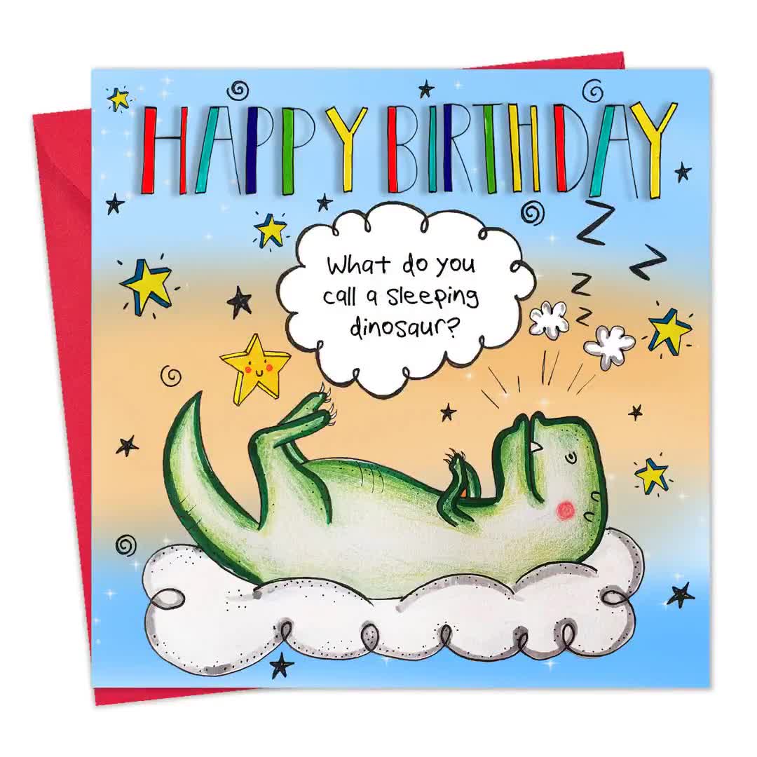 Biglietto di compleanno: dinosauro, compleanno di animali, biglietto di
