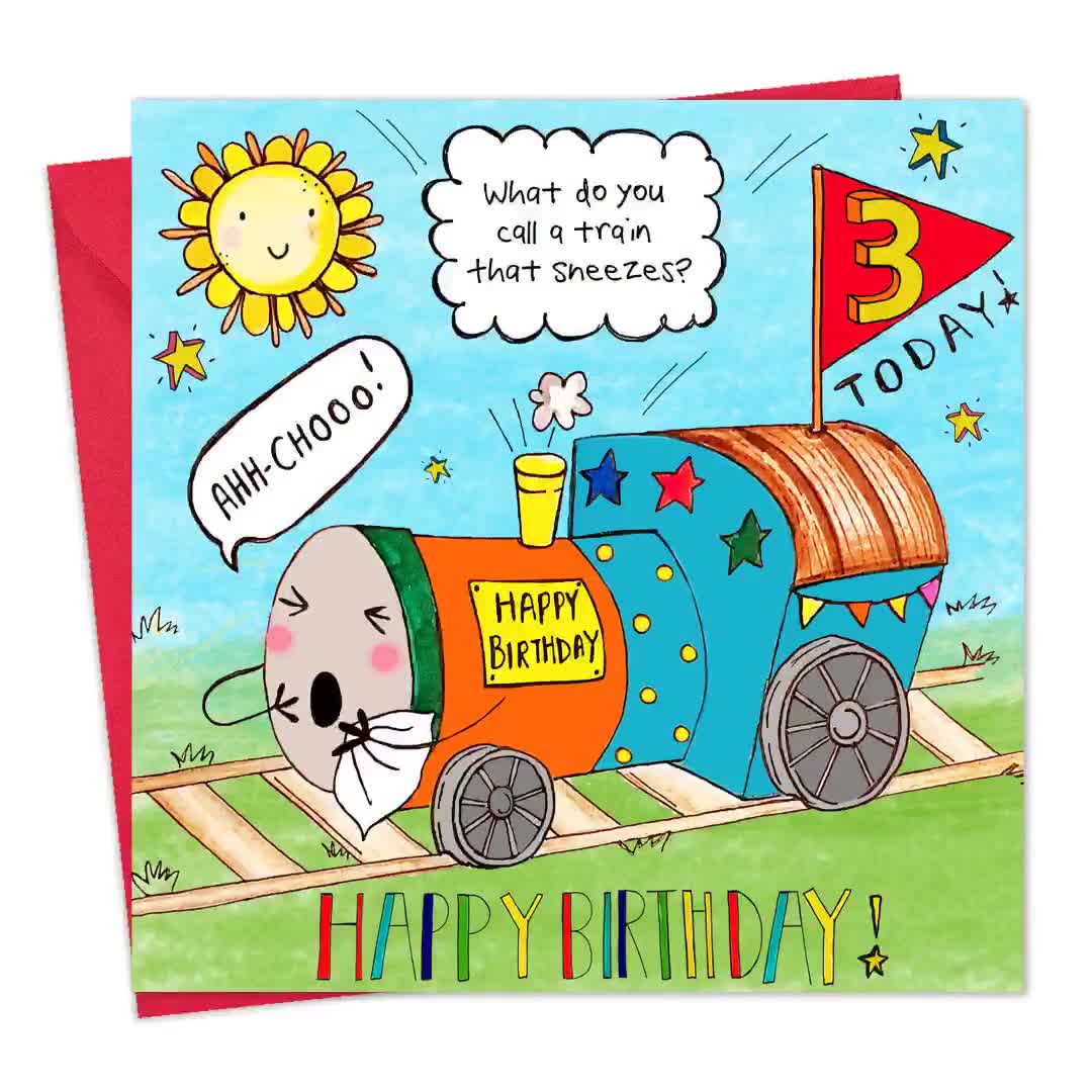 3rd Birthday Card - Funny Joke Childrens Birthday Card - Age 3