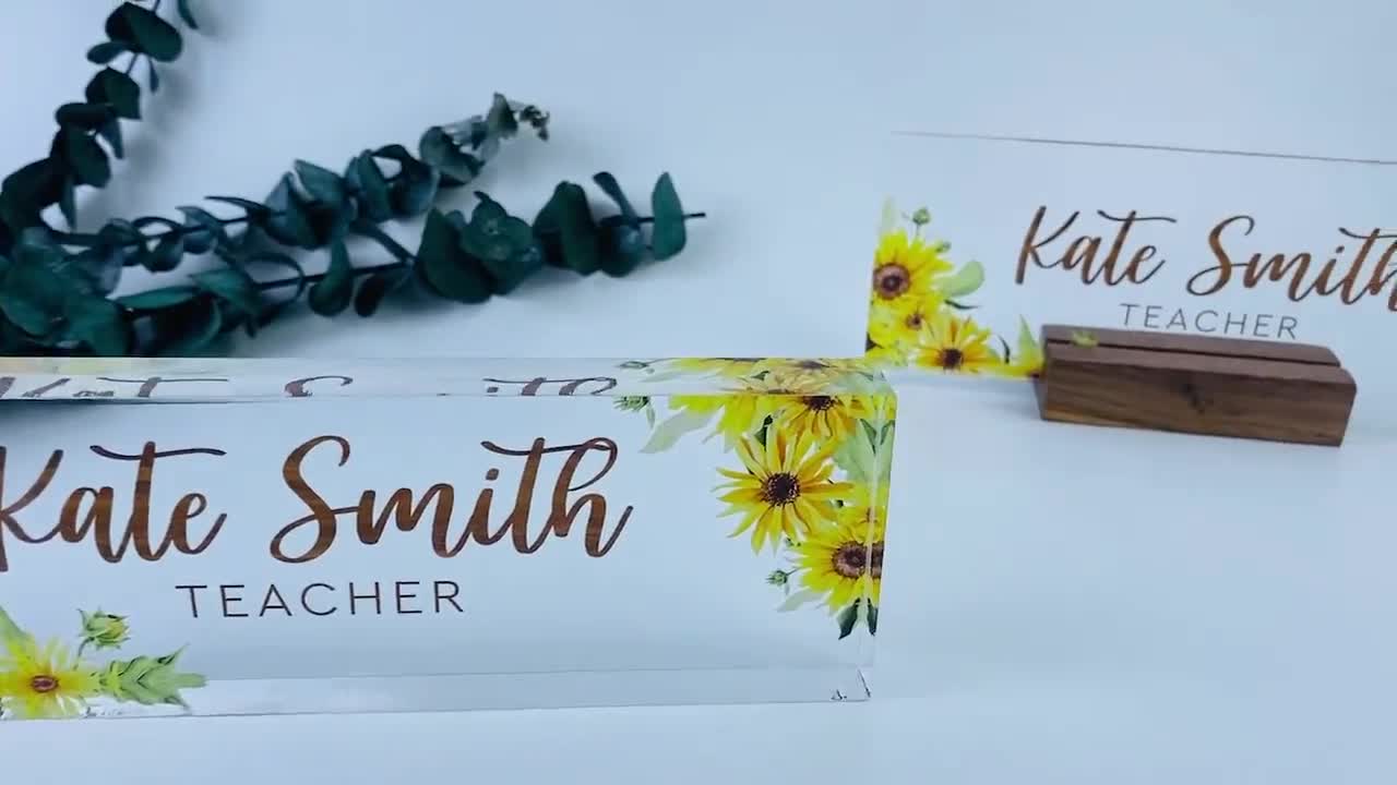 Personalized Acrylic Desk Name Plate: Teacher Coworker Gift video poster