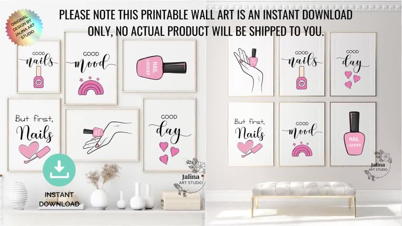 Blush Pink Salon Decor, Posters Aesthetic for Nail Studio, 6 Piece Wall Art  Set - Etsy