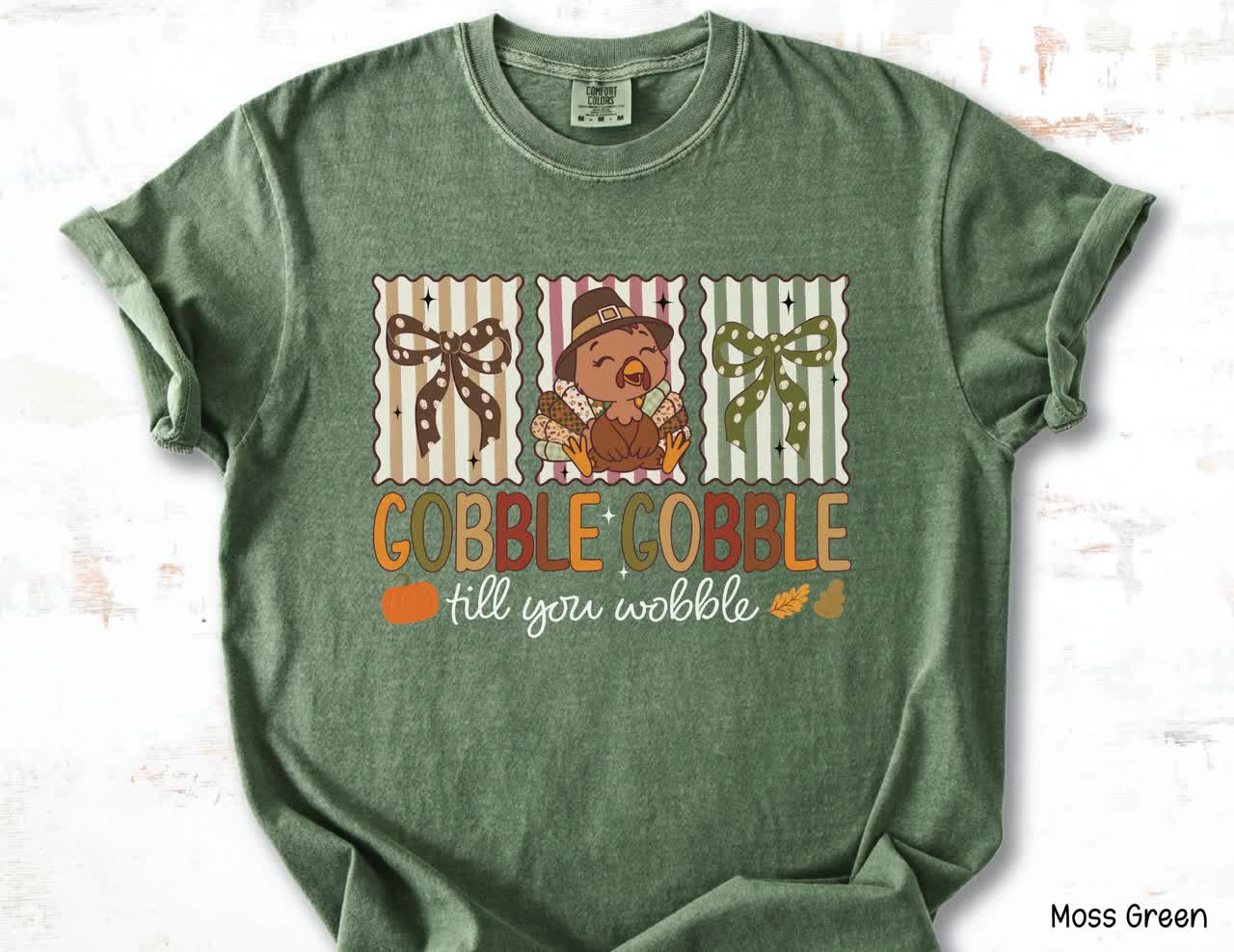 おもしろい感謝祭の七面鳥Tシャツ、ガツガツ食べられる、心地よい色彩
