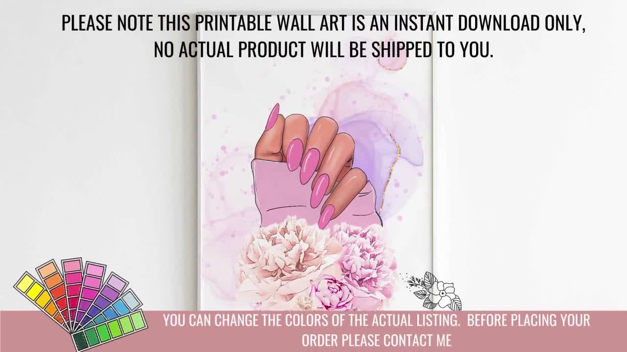 Nail Salon Wall Art. Printable Wall Art Set of 3. Nail Salon Decor