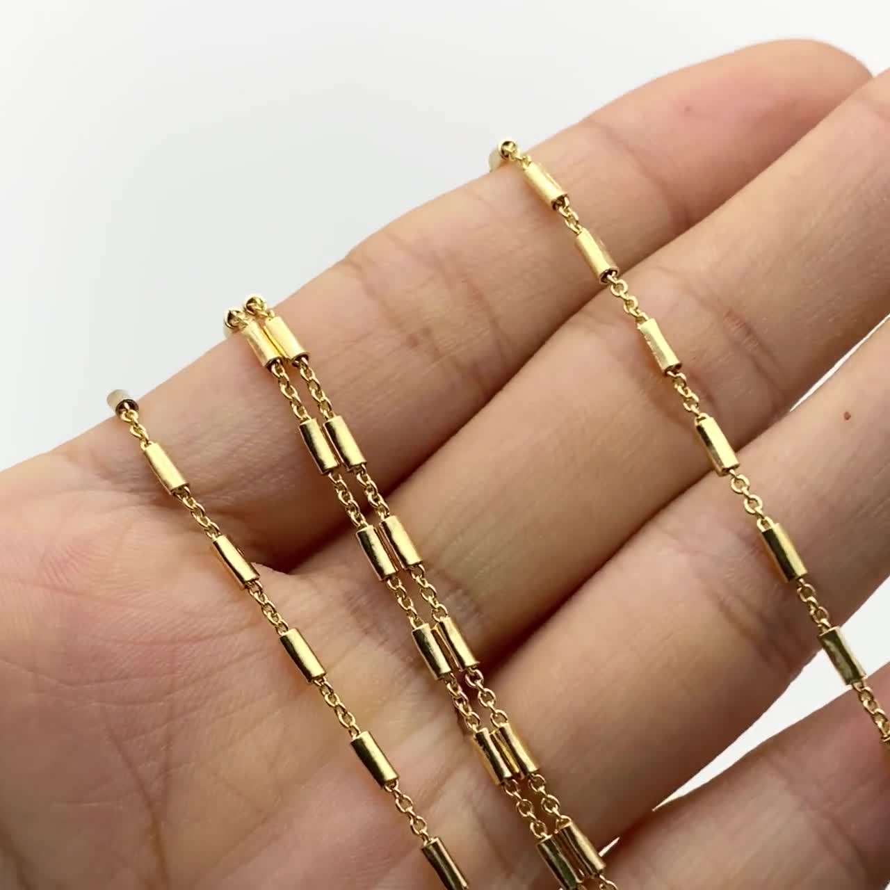 Cadenas de tubo de latón chapado en oro de 2 mm, cadena de