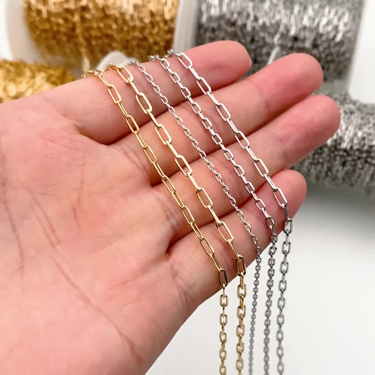 Gold/ Silver Oval Link Chains 1.6/ 2/ 2.4/ 2.8mm, 18K Gold