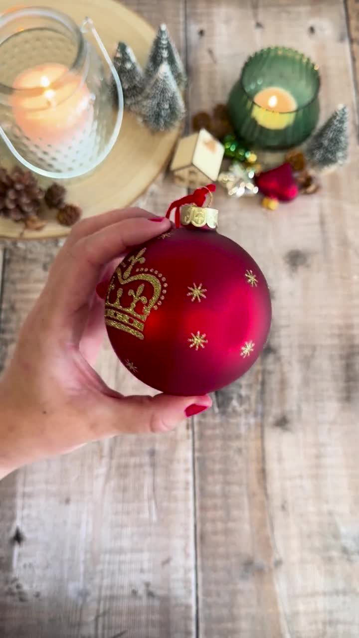 クリスマスロイヤルレッドガラスオーナメント、ツリー用エレガントな