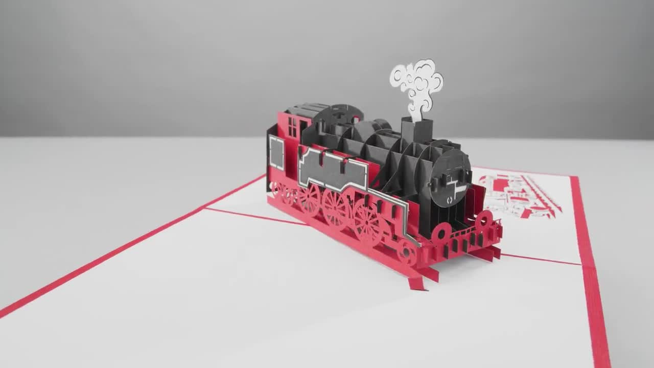 Locomotiva a vapore | Biglietto di auguri pop-up