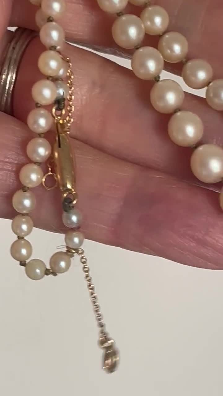 ■VINTAGE HOLLYWOOD■ Classic Pearl NecklaceVH25NNNE100V 028 Vintage 1960 Cultured Pearl Necklace Natural Cream Pink