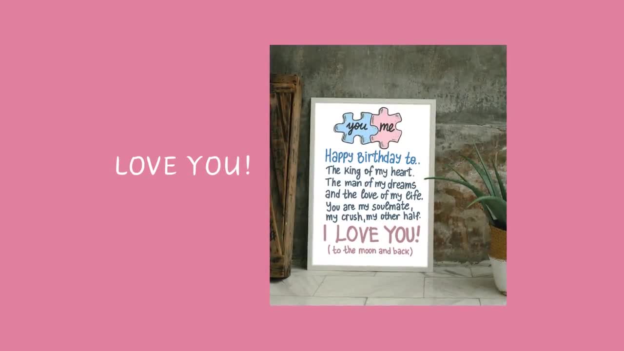 Husband Birthday Card: Romantic Puzzle Design (digital Download