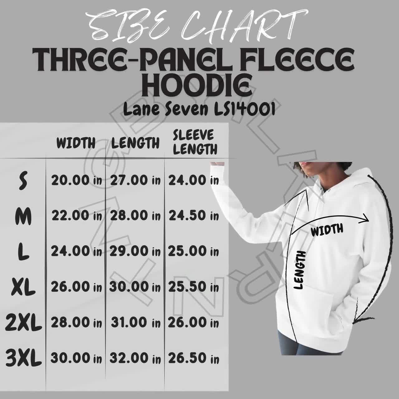 Hoodie Size Chart I Lane Seven LS14001 Size Chart I Size Chart