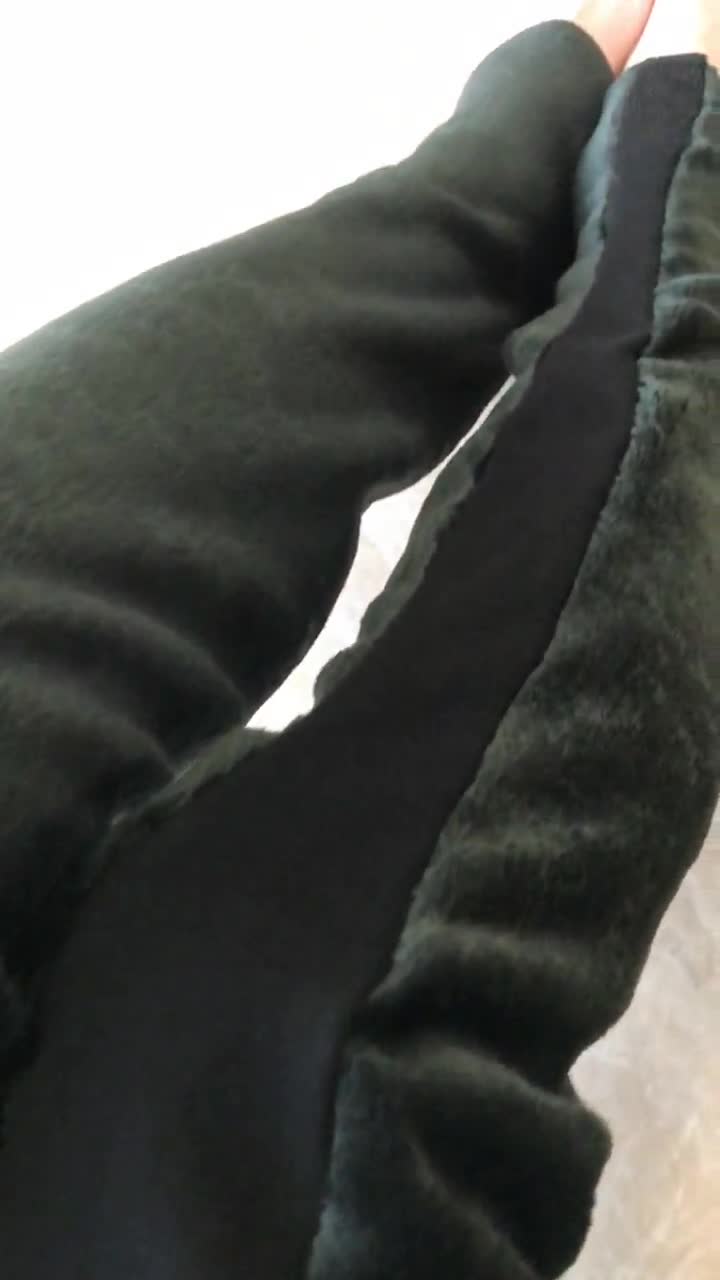 Long Black Fleece Leg Warmers Winter Fuzzy Knee Socks Warm Furry