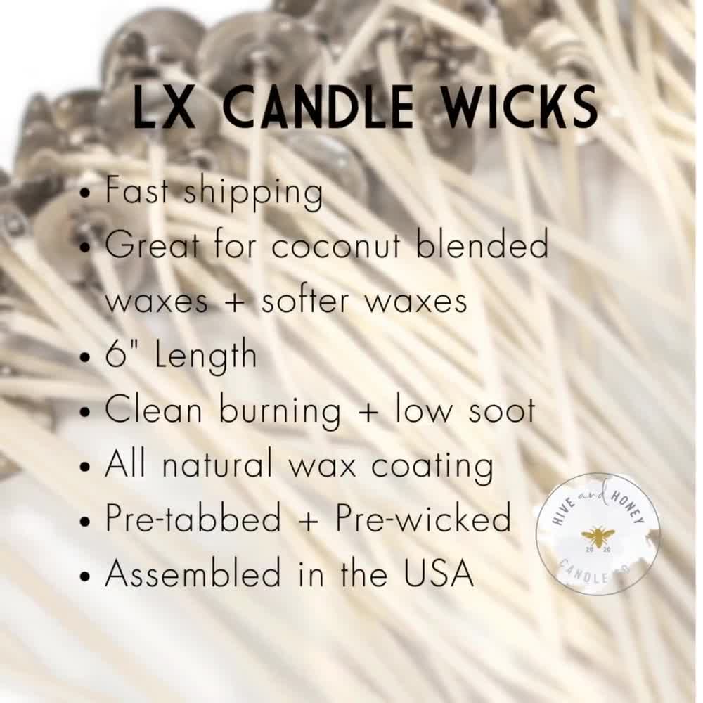 HPSP 197 66 6 Pretabbed Wick HPSP Candle Wicks 6 Inches Natural Prewaxed  Wicks Pack of 12 or 100 Best Wicks for Coconut Wax 