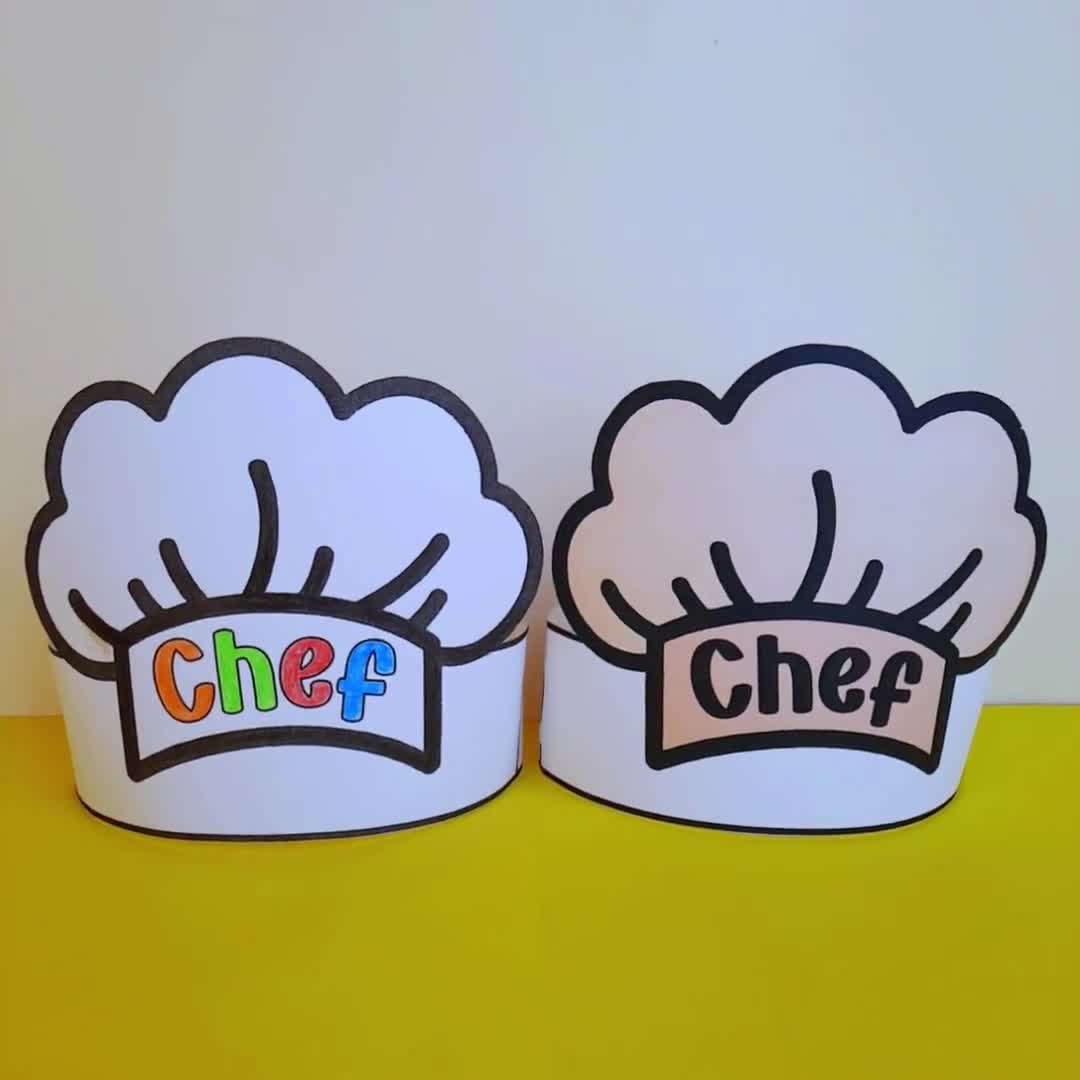 printable chef hat crown craft: labor day community helpers hats activity,  chef headband coloring pages, printable kids crown (pdf download)
