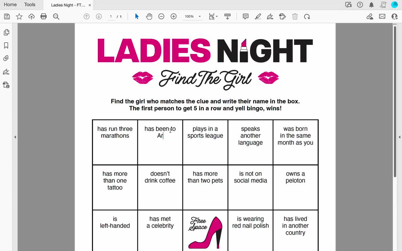 Best Ladies Night Out Bingo Icebreaker Free Printable to Get the ...