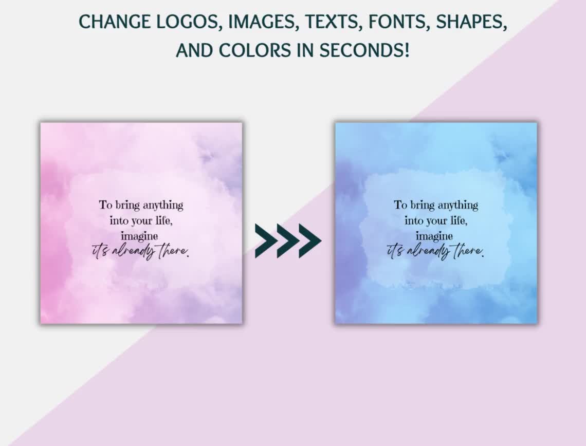 Ley de atracción, manifestación, afirmaciones, citas espirituales,  potenciador del compromiso, Canva editable, descarga instantánea, image size:1140x868