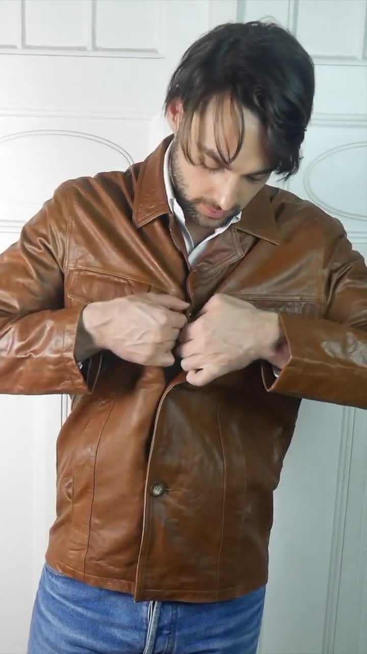 1970s Leather Jacket, Ruddy Brown Soft Lambskin: Size Large (40 to 42 US/UK)