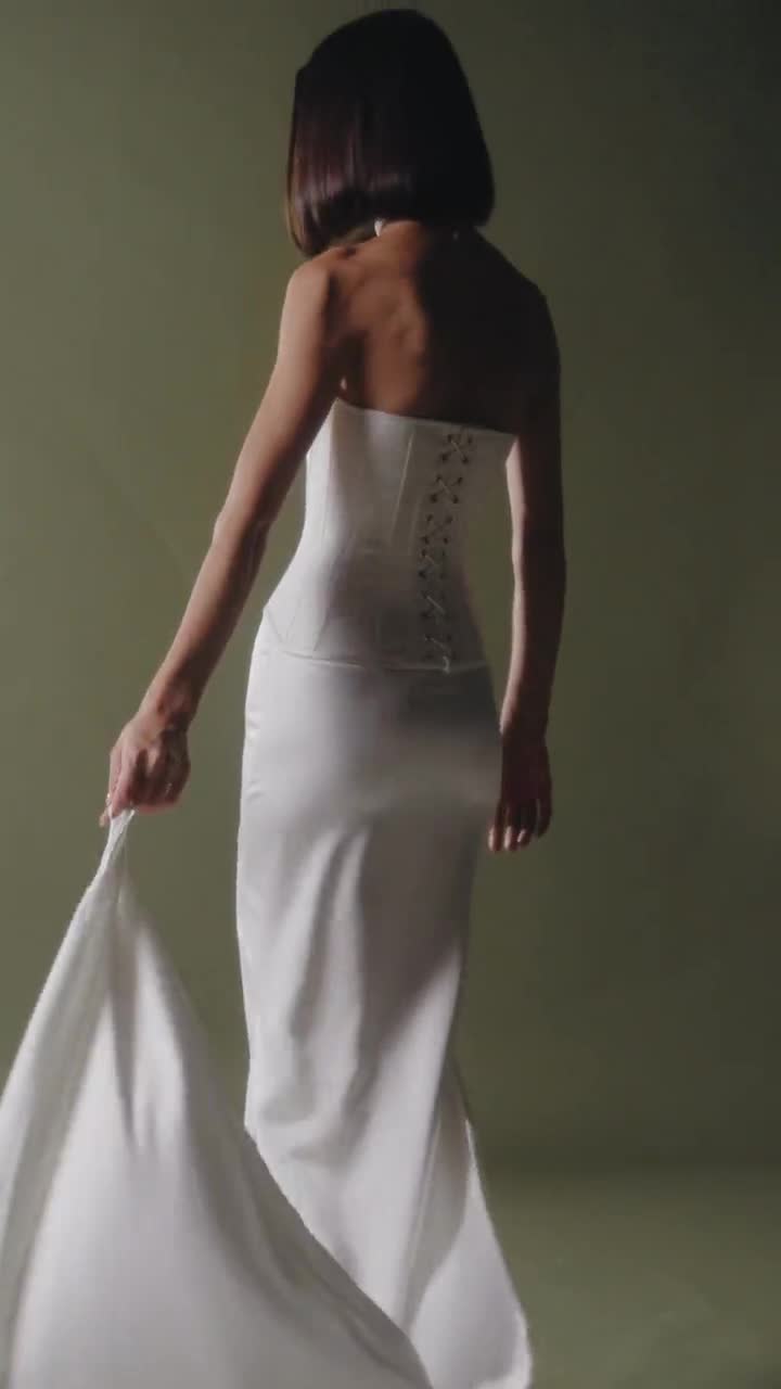 wrap dress cotton Swan: Corset Satin Bridal Mini main image 1
