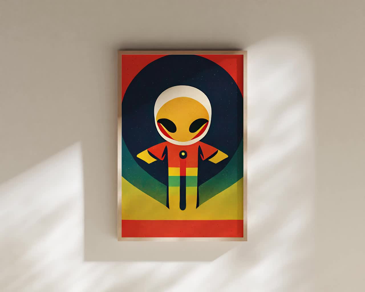 Colorful Space Alien Art | printable art | retro sci-fi print | space decor  for kids room | alien gift | mid-century colorful wall art