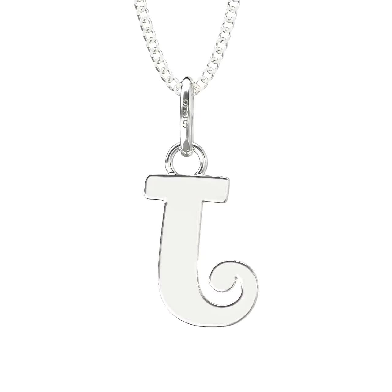 【SANKUANZ】SILVER J PENDANT NECKLACE 925 Sterling Silver J Initial Letter Necklace Pendant, A-Z