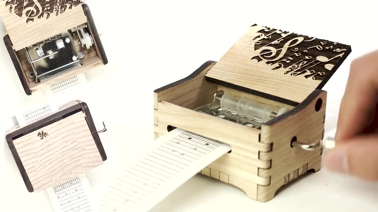 Strange Love Personalized Hand Crank Wood Music Box With 