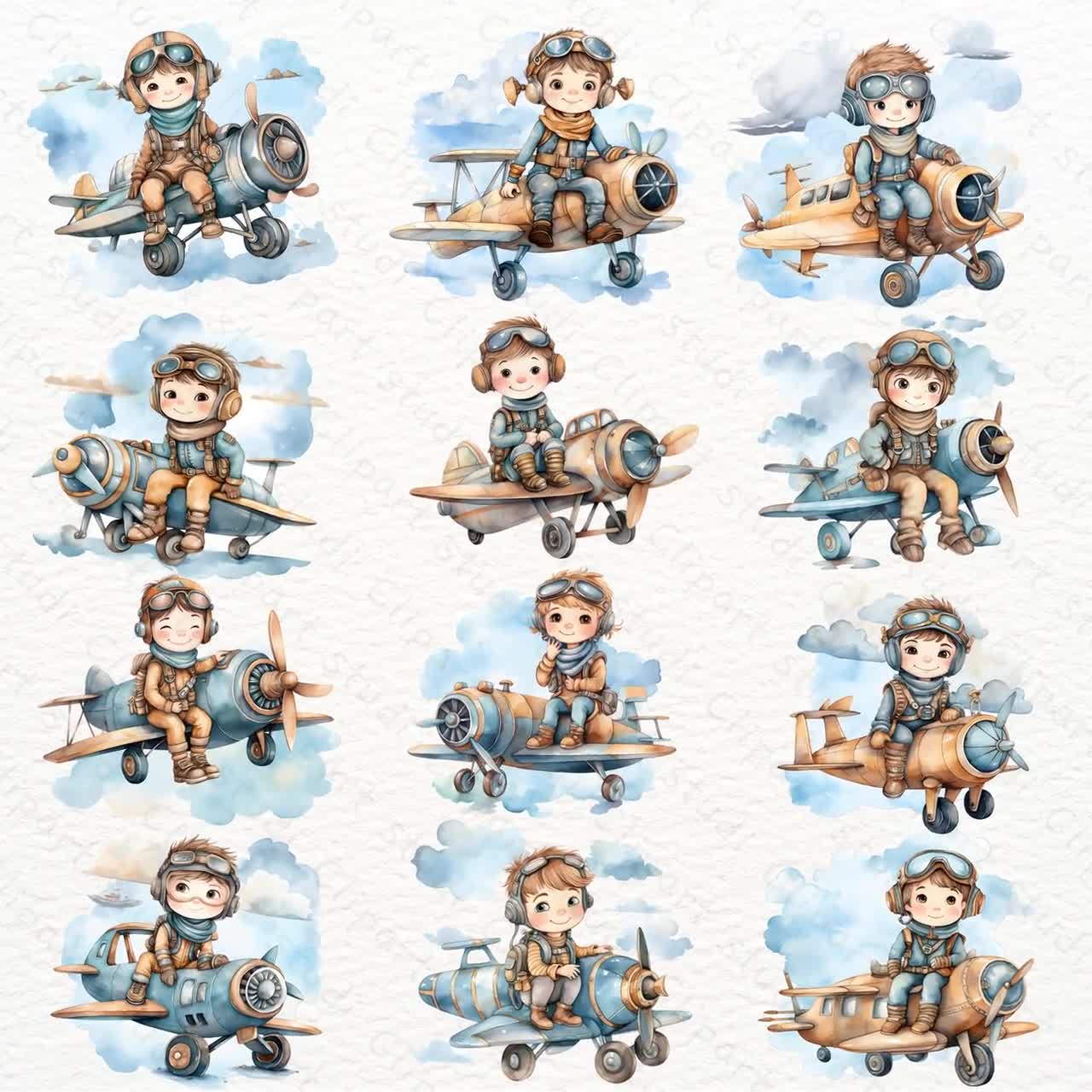 Little Pilot clipart, Watercolor clipart, Aviator clipart, Airplane  clipart, Download cards making, Digital download clipart, Pilot images