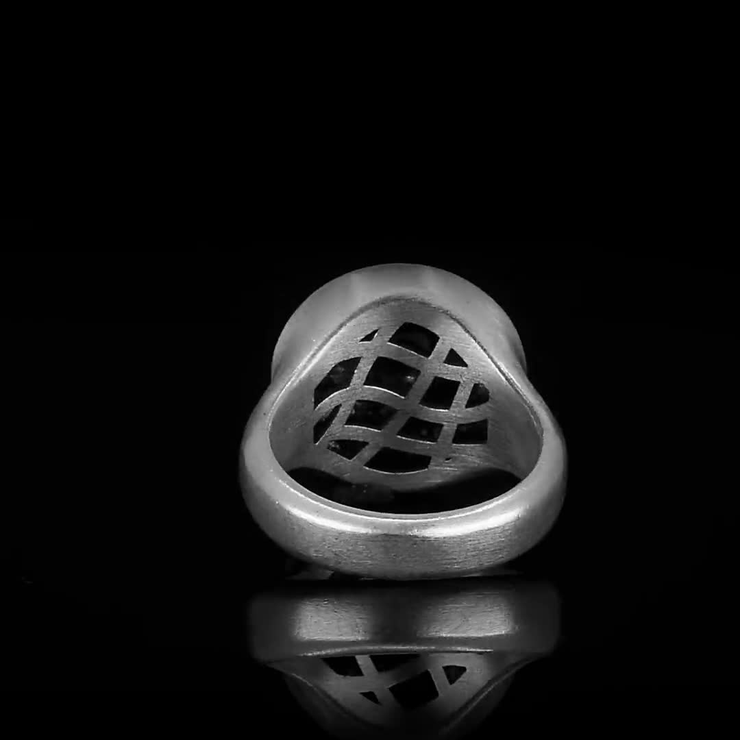 BySilverStone Handmade Lion Signet Ring - Sterling Silver, Oxidized Finish, Leo Zodiac Men's Ring - View #7