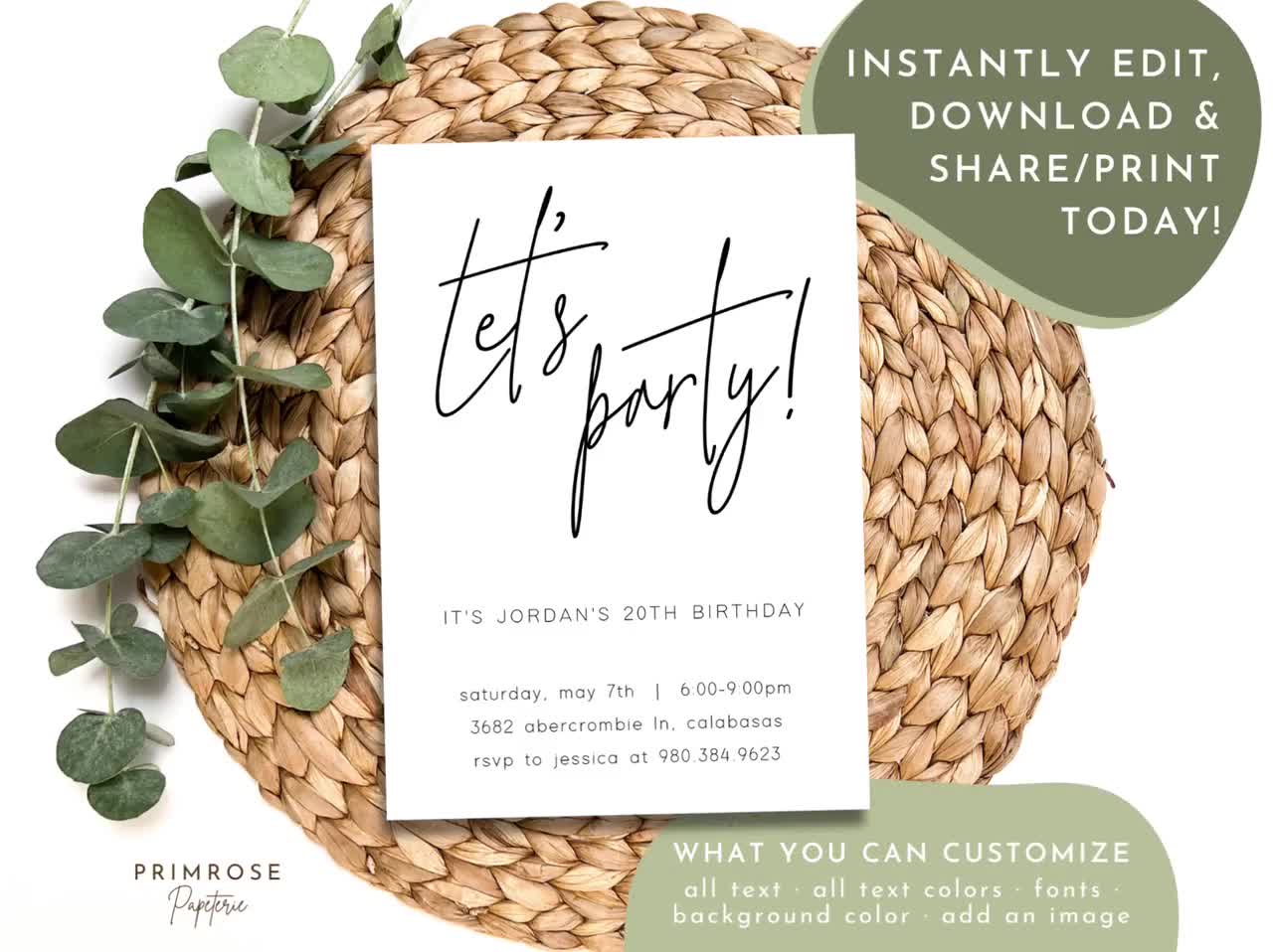 Let'S Party Invitation Template Surprise Birthday Party - Etsy Ireland