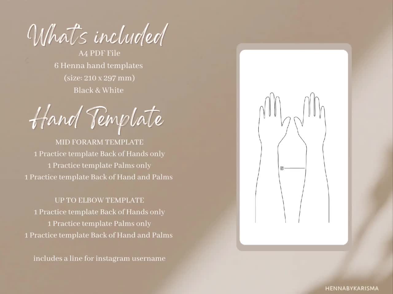 Henna Hand Arm Templates: Hand Practice Templates, Henna Art Planner, 6  Pages Printable Templates, Henna art tattoo, PDF Download