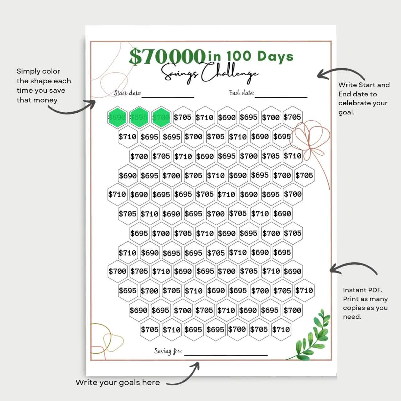 100days challenge savingリフィル 手書き数字 100days challenge savingリフィル 手書き数字 100 Day Savings