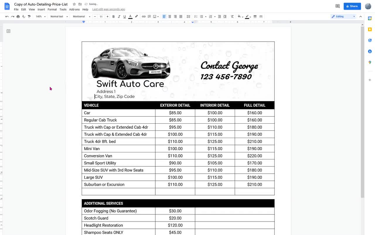 Car Detailing Pricing Guide