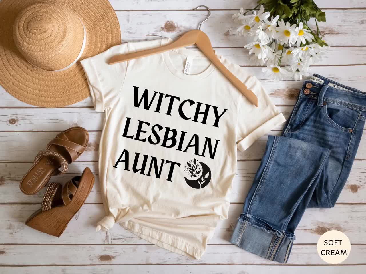 Witchy Lesbian Aunt Shirt, Lesbian Girlfriend Gift, Pregnancy Announcement  New Baby Gift From Niece, Cool Aunt Tee, Mystical Moon Tshirt