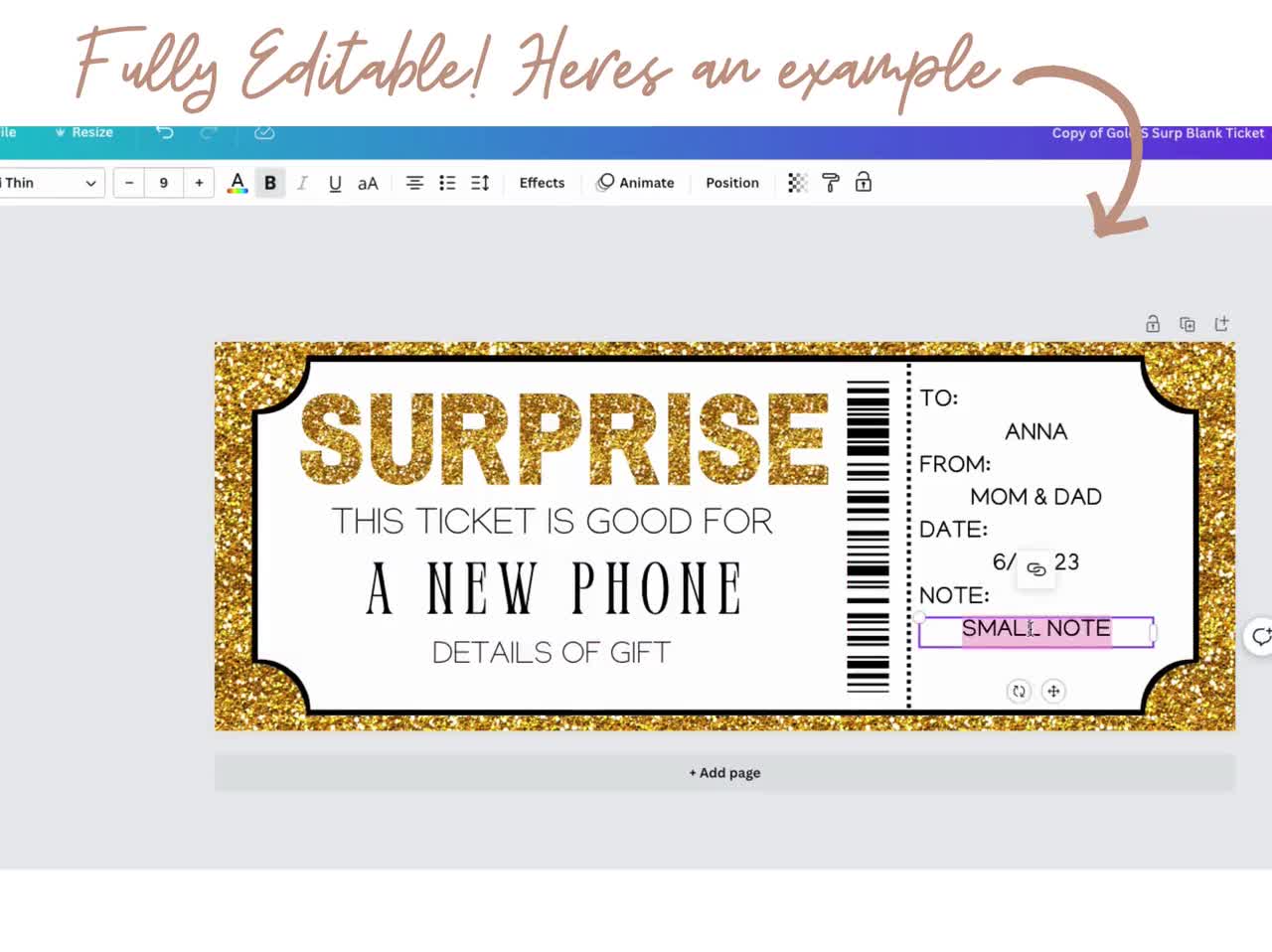 red-sparkle-surprise-ticket-template-editable-event-ticket-canva-template-surprise-ticket-gift-printable-concert-tickets-gift-etsy