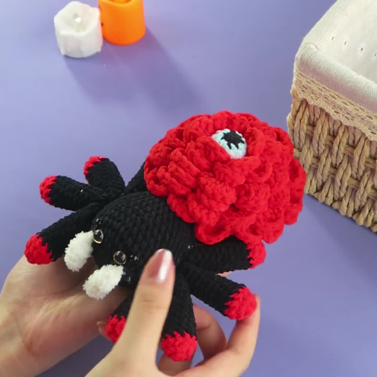 H-10 Amigurumi Ne-gi ストロベリーぬいぐるみ Strawberry Spider Crochet Pattern Low Sew PDF Download, Halloween