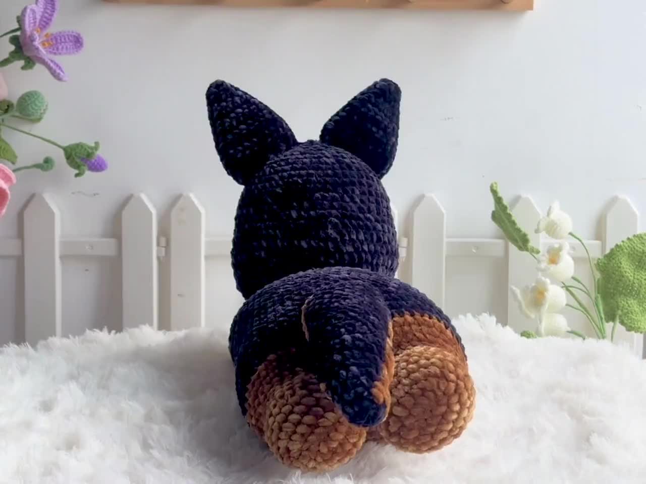 ジャーマンシェパードのかぎ針編みパターン、あみぐるみのかぎ針編み