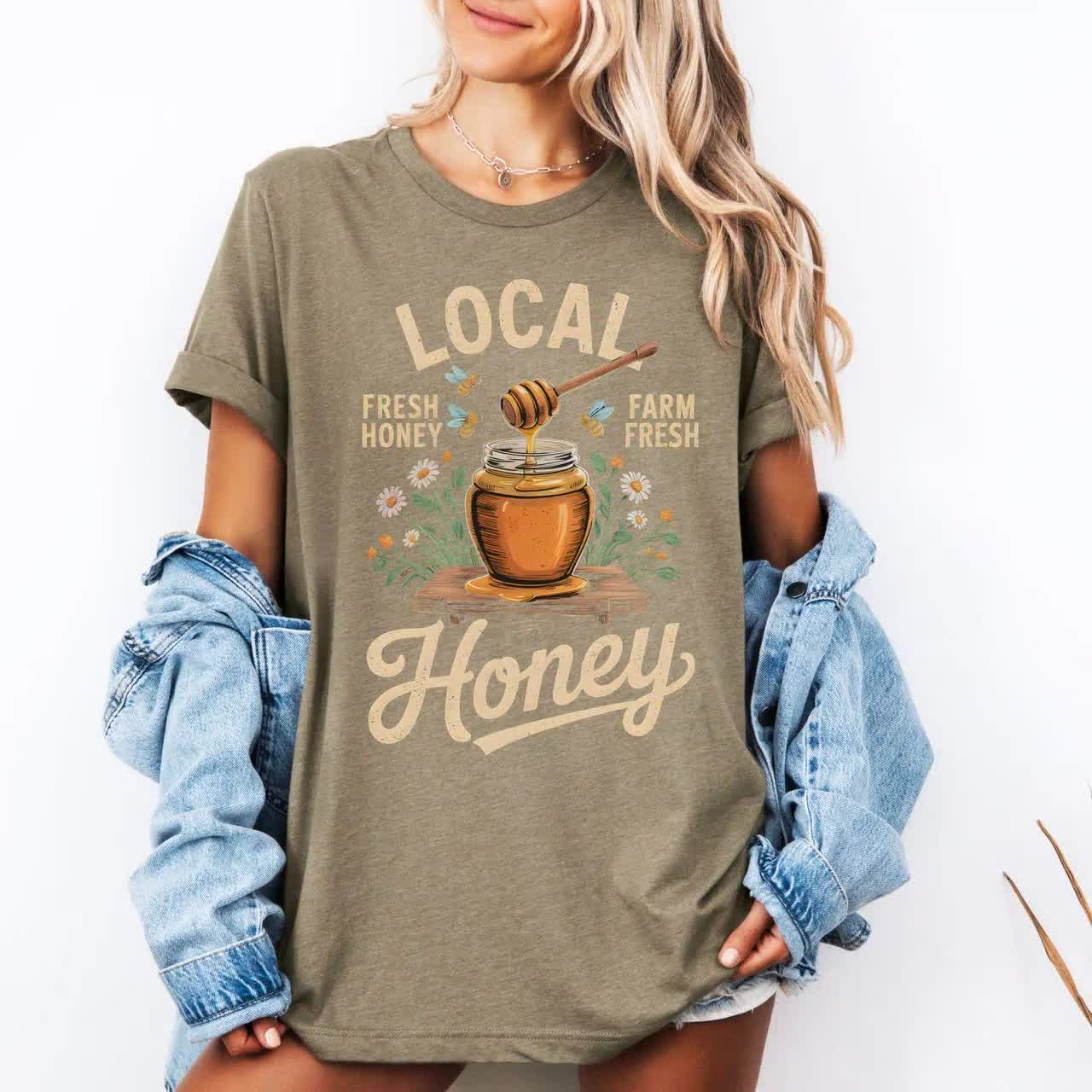 Local Wildflower Honey Pot T-shirt, Farmers Market Tee Honey Jar