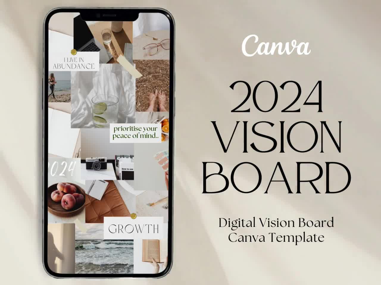 2024 Vision Board Planner Canva Template Graphic by designmela01