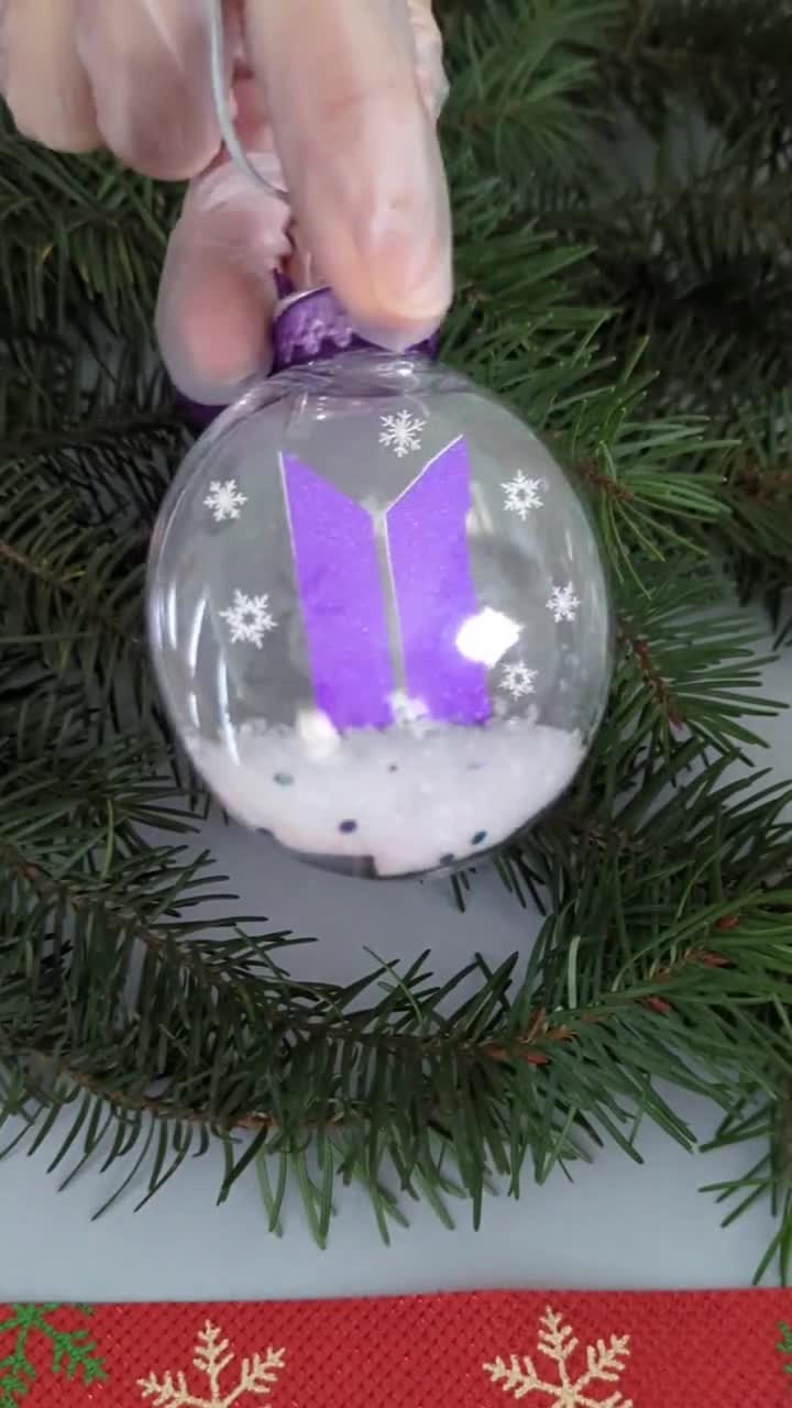 BTS Christmas Ornament, Snowy BTS Logo Ornament, Bts Floating Logo  Ornament, Bts Stocking Stuffer, Gift for BTS Army, Bts Holiday 