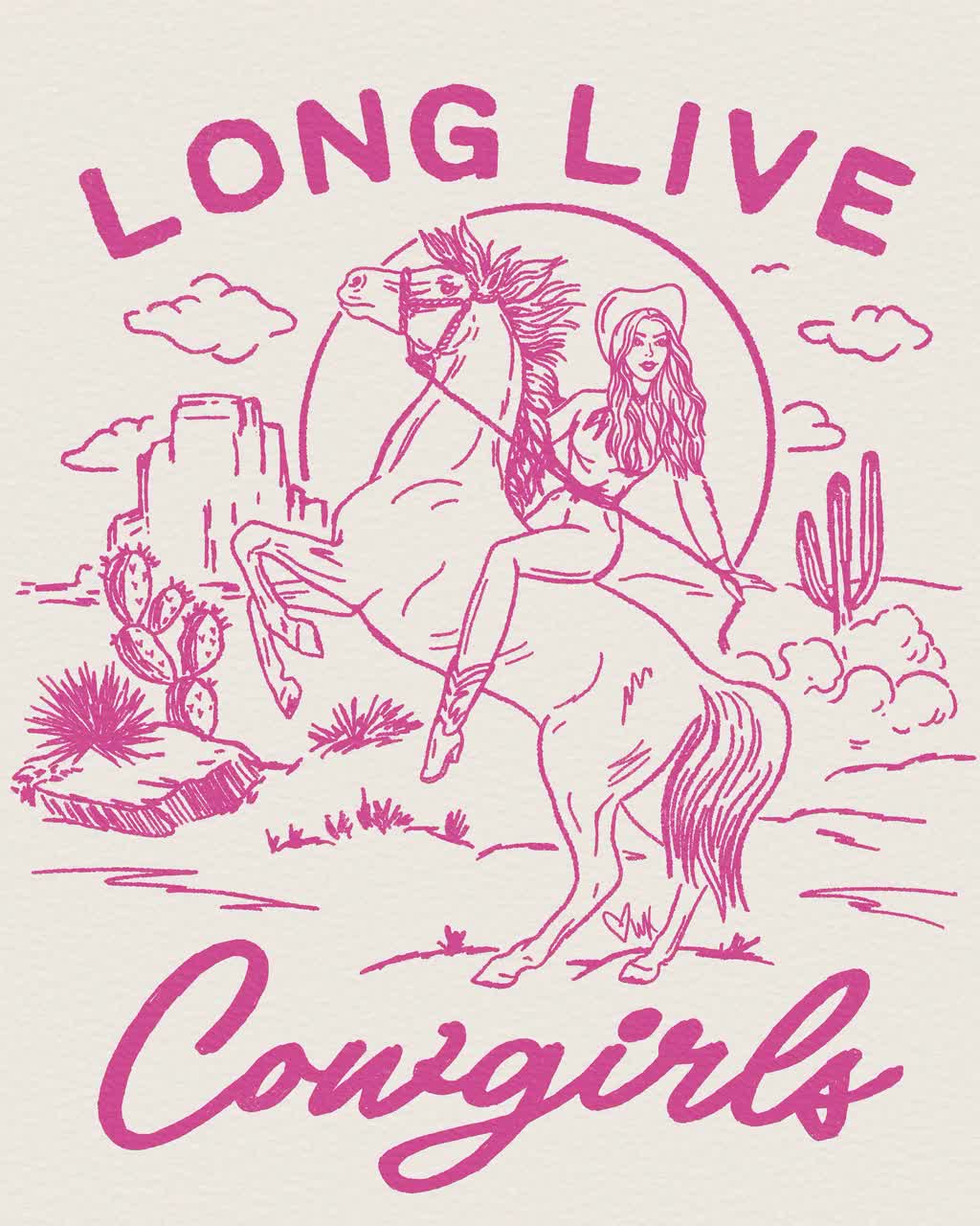 Long Live Cowgirls, Giclée Fine Art Print, Vintage Cowgirl Wall Art,  Western Wall Decor, Trendy Cowgirl Decor, Trendy Art Prints, UNFRAMED