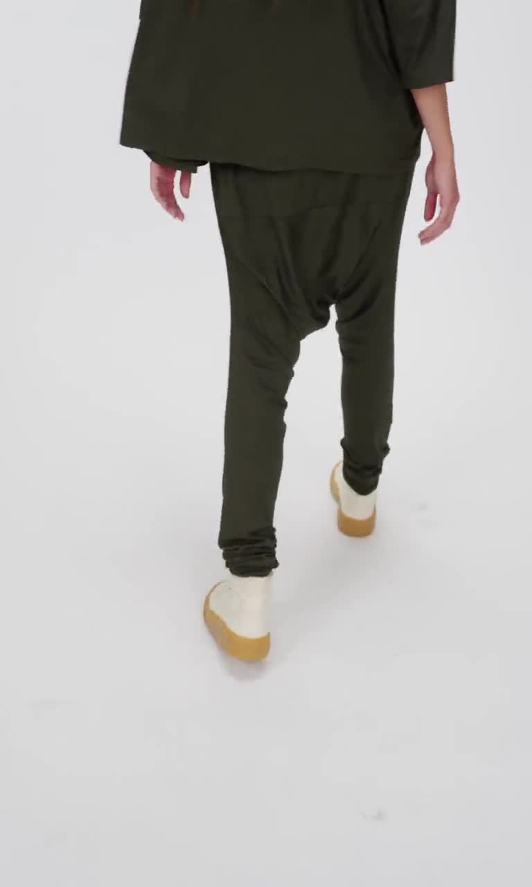 Loose Drop Crotch Pants With Slim Leg A05463 - Etsy