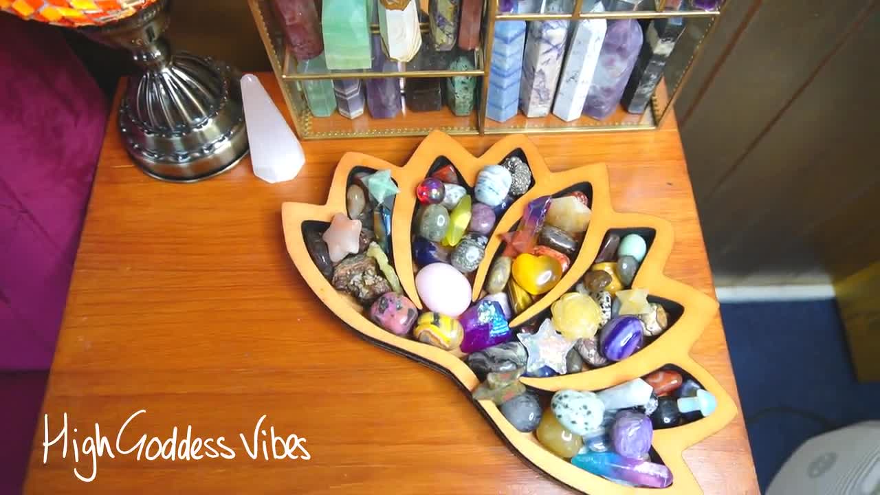 Plateau De Présentation En Bois Lotus – Pour Pierres, Bijoux, Cristaux – 12,7 X 9,7 Cm