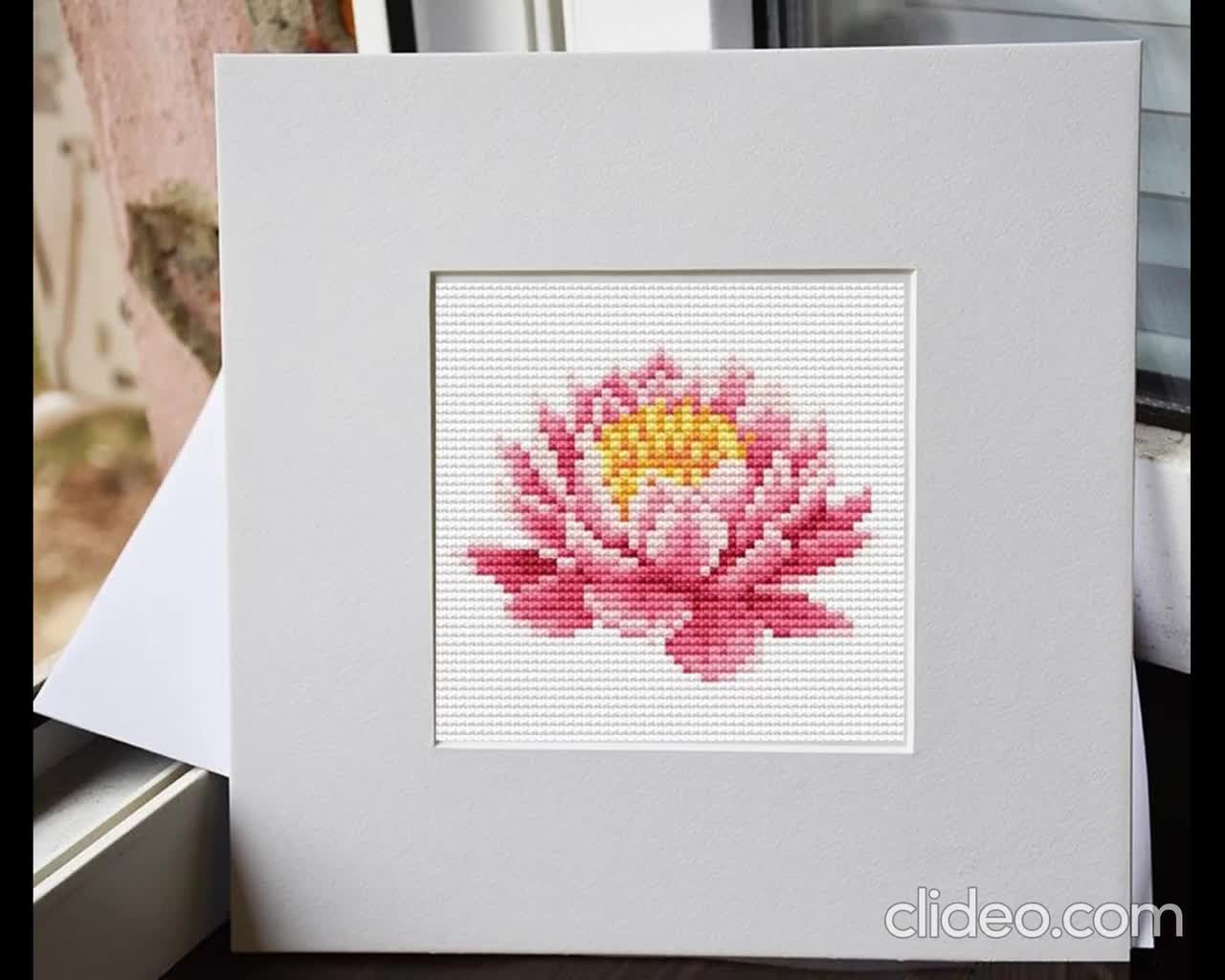 Deals Vintage Framed Cross Stitch/Cross Stitch Lotus Flowers