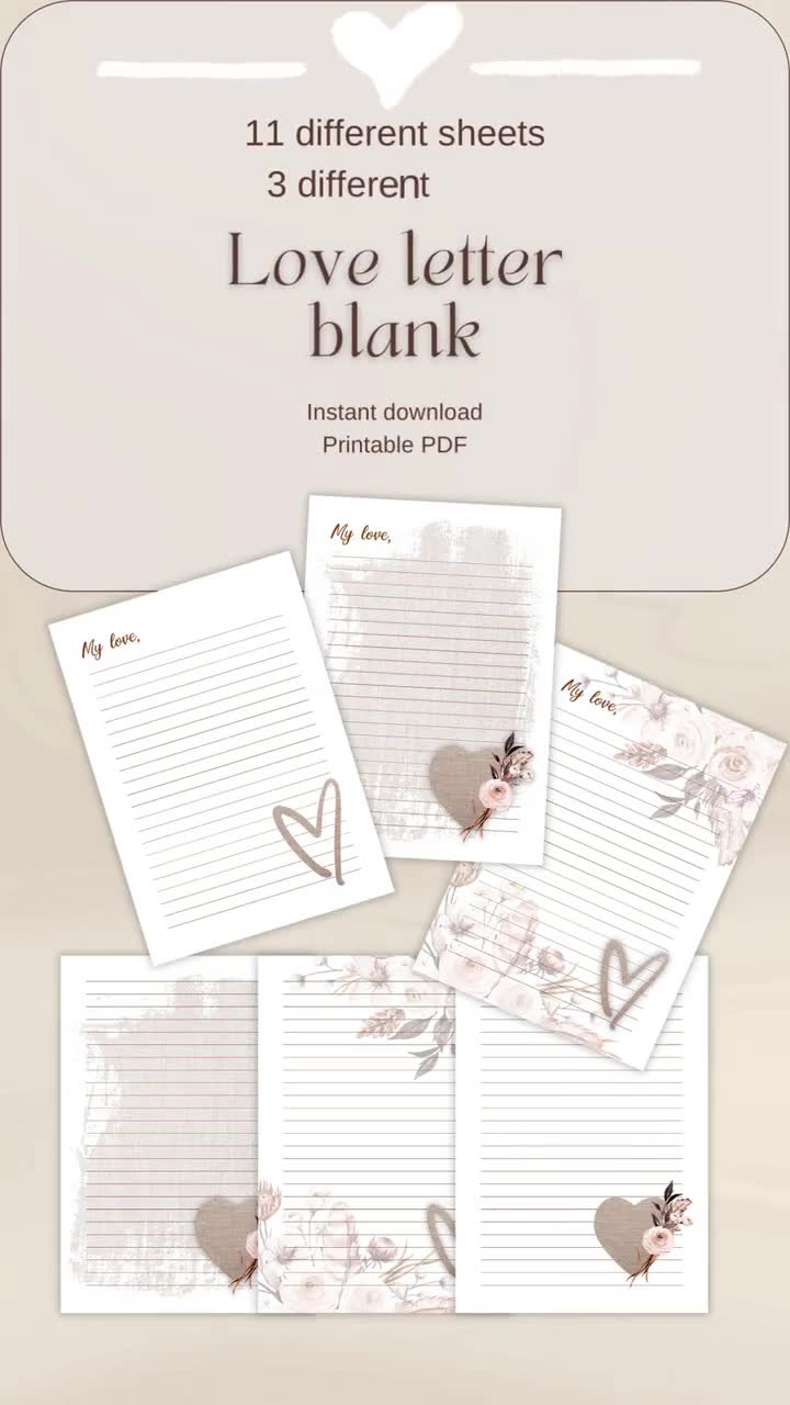 Love Letter Writing Set Valentines Day Gift Cute Stationary Valentines  Digital Paper Love Notes Love Letter Stationery 