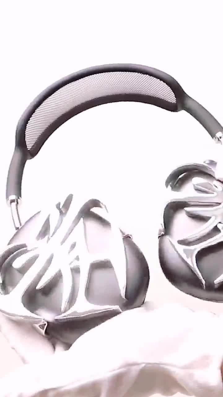 Love Airpods Max Covers: Glossy Silver, Chinese Character Design