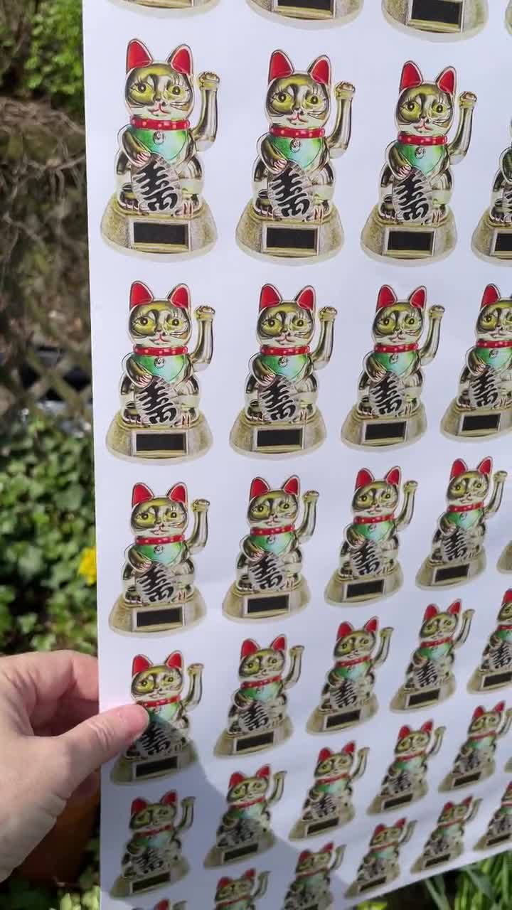 Lucky Cat Maneki-Neko Gift Wrap Paper Roll - Japanese Good Luck Design