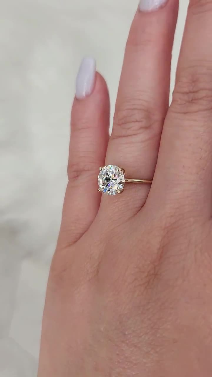 Engagement Ring-Natural Diamond Solitaire Ring Bezel/LULU DIAMONDS®