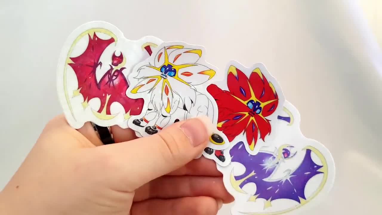 Lunala and Solgaleo Holographic Stickers Normal & Shiny 