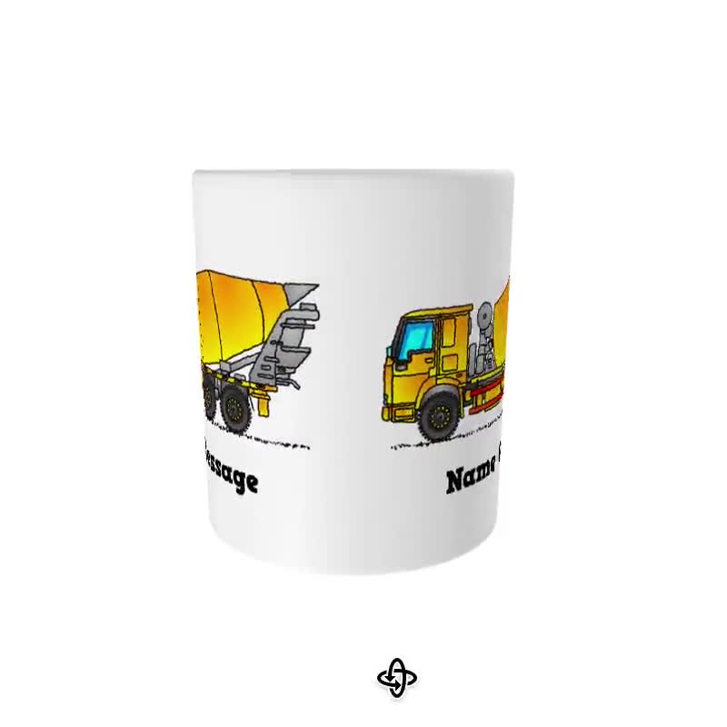 Personalized Concrete Mixer Mug. Coffee Mug With Yellow Cement Mixer.  Custom Truck Driver and Construction Theme Worker Gifts. M060 