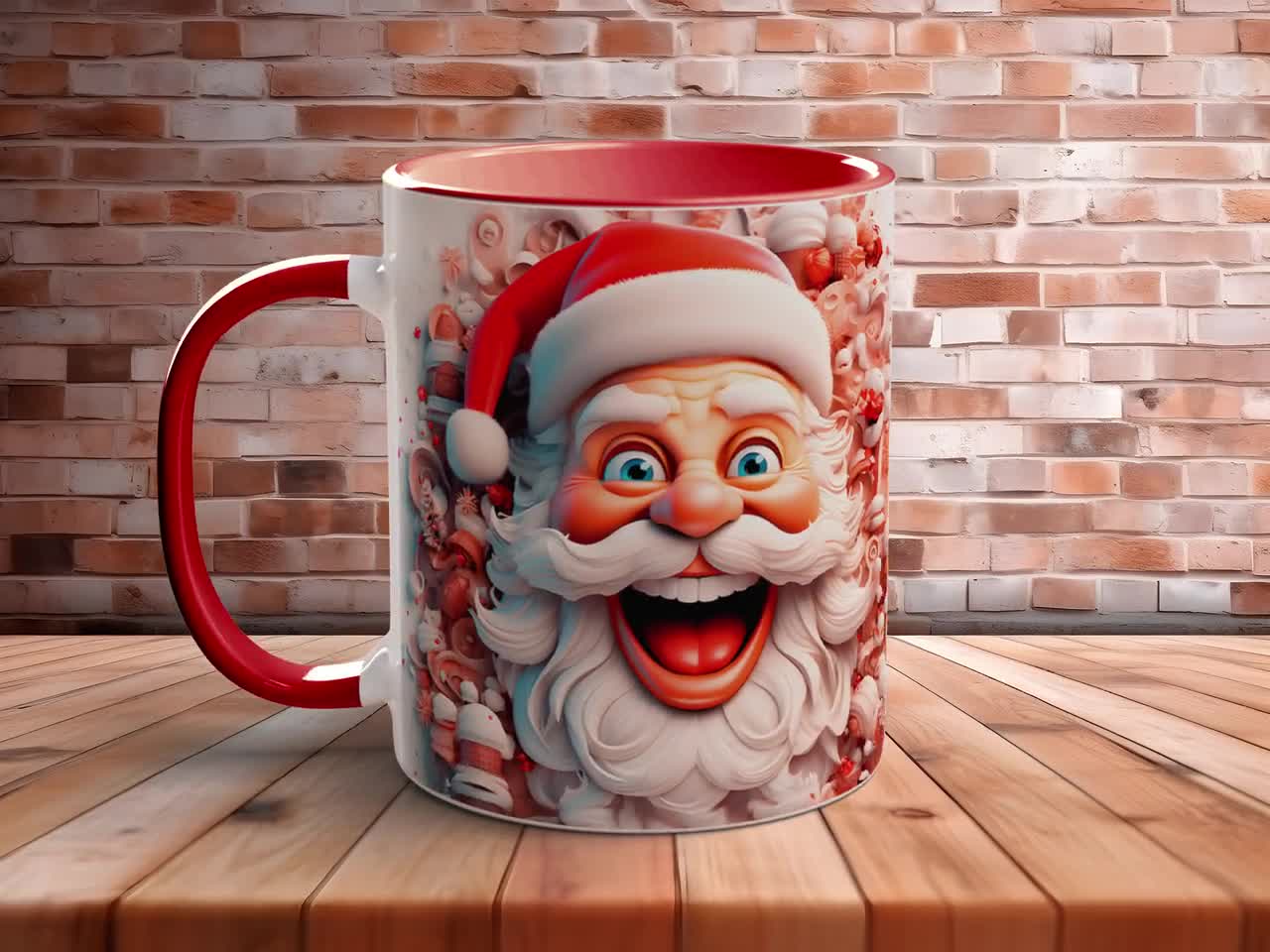 3D Santa Claus Christmas Mug Wrap 11 Oz 15 Oz Mug Wrap Sublimation