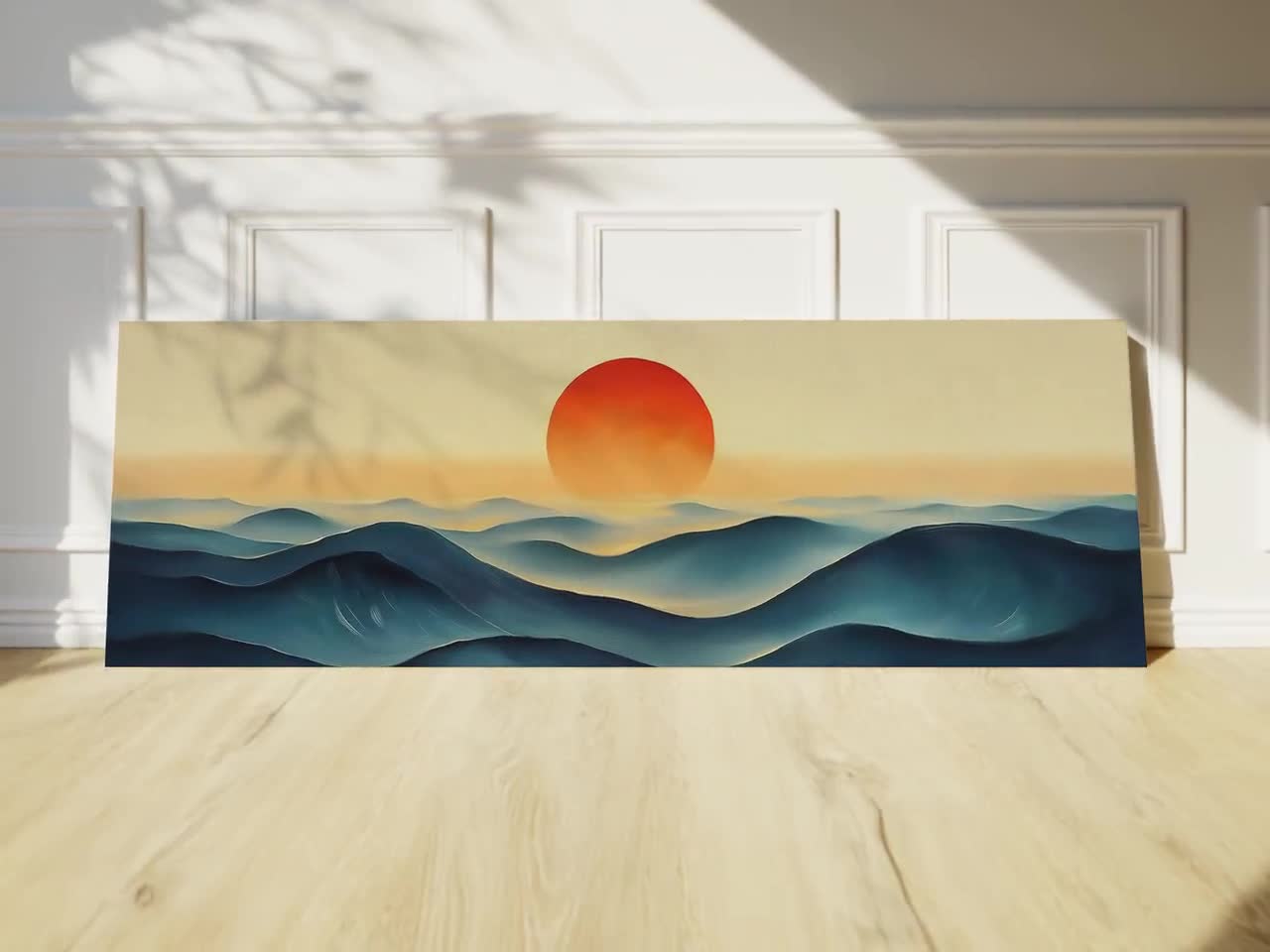 Boho Ocean Sunset Canvas Art: Long Horizontal Panoramic Print - Etsy