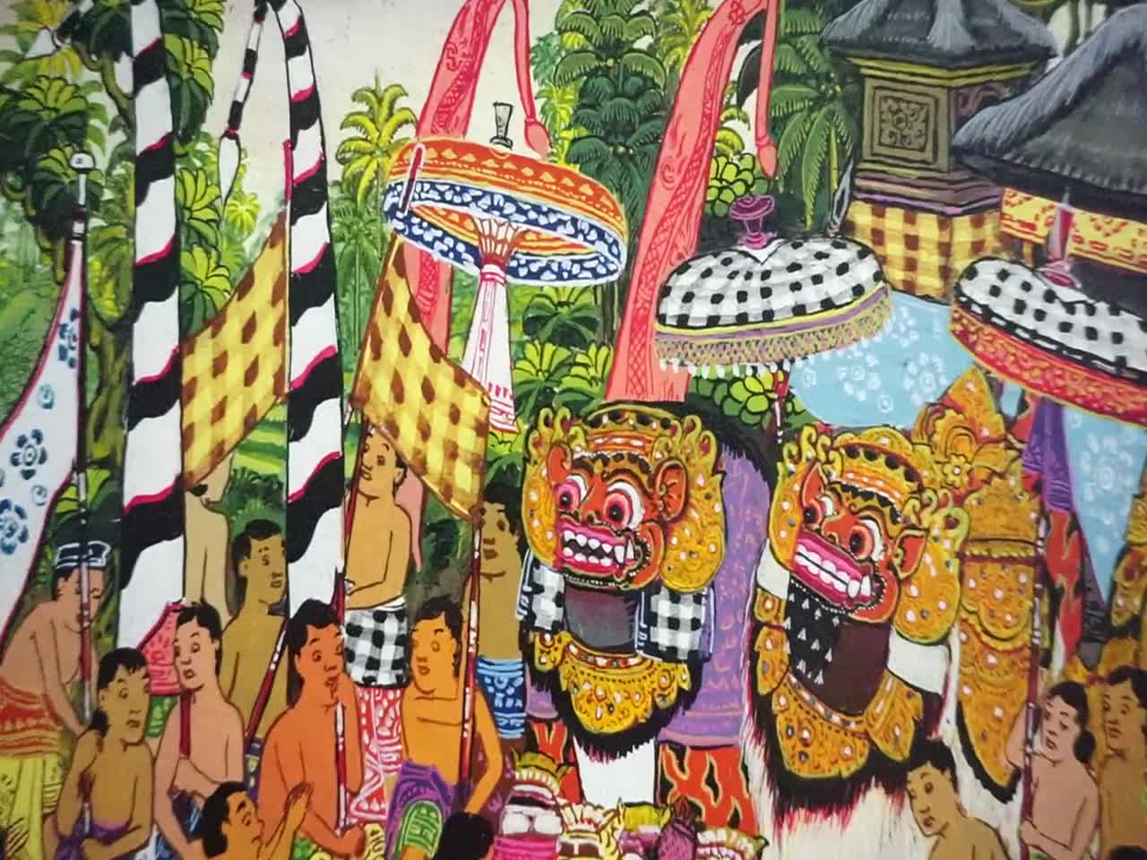 バリ島のバロン ケチャック ダンスの絵画、オリジナル絵画、室内装飾