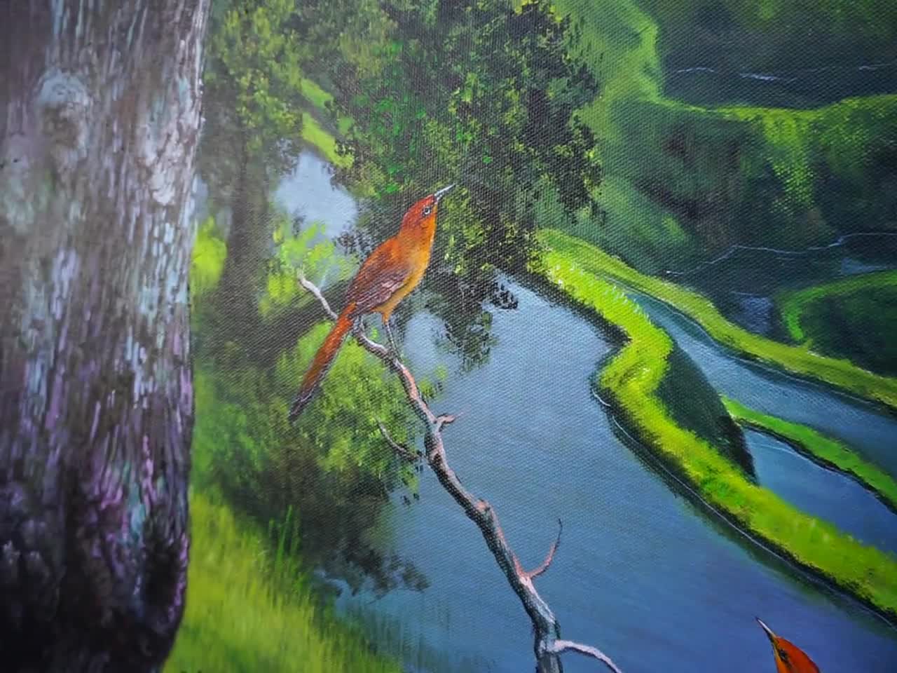 バリ島の風景油絵 - グリーンネイチャーアート - Etsy 日本